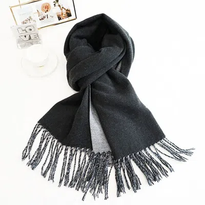 Truedames Soft Two Tone Classic Fringe Shawl Wrap Scarf In Black