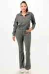 Truedames Soft Zipup Track Suit Set In Gray