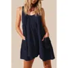 Truedames Solid A Line Pockets Low Back Knot Midi Dress In Blue