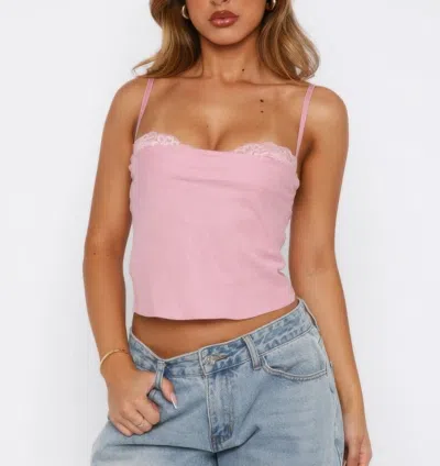 Truedames Solid Back Knot Lace Trim Sleeveless Shirt In Pattern