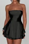 Truedames Solid Backless Lace Up Tube Fit Mini Dress In Black