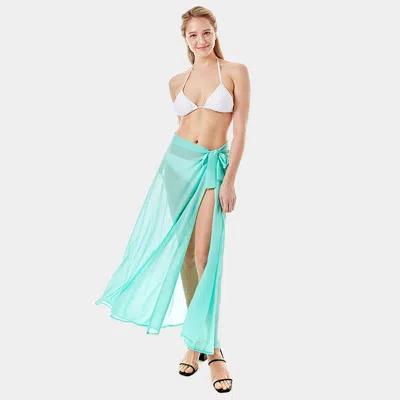 Truedames Solid Beach Wrap Skirt 34.6" X 35.4" In Green
