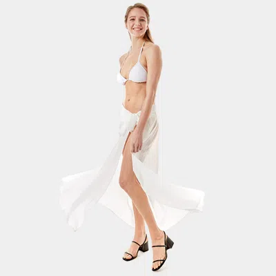 Truedames Solid Beach Wrap Skirt 34.6" X 35.4" In White