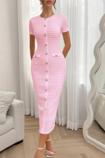 Truedames Solid Buckle Design Zipper Split Short Sleeve Dress In Multi