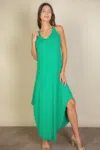 Truedames Solid Cami Double Strap Loose Fit Dress In Green