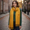 Truedames Solid Cashmere Blend Soft Wrap Shawl Scarf In Yellow