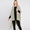 Truedames Solid Chenille Crochet Ruana Poncho In Green