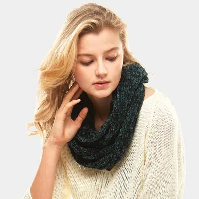 Truedames Solid Chenille Infinity Scarf In Green
