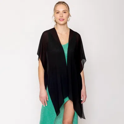 Truedames Solid Chiffon Ruana Poncho In Black