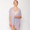 Truedames Solid Chiffon Ruana Poncho In Purple