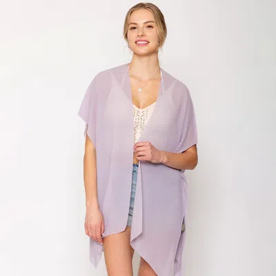 Truedames Solid Chiffon Ruana Poncho In Purple