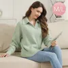 Truedames Solid Collar Pullover Sweater In Green