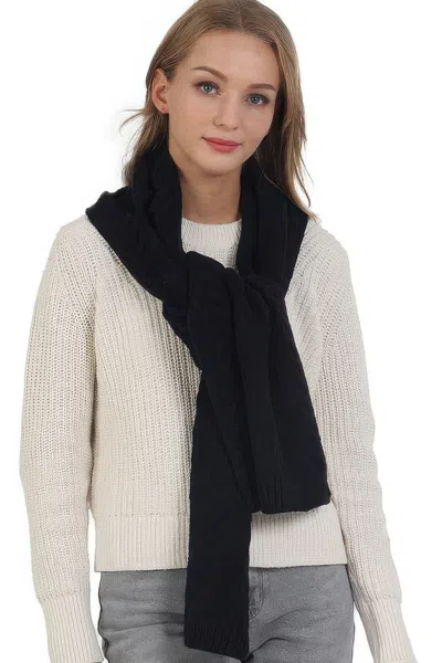 Truedames Solid Color Cable Knitted Scarf In Black