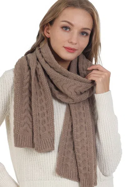 Truedames Solid Color Cable Knitted Scarf In Gray