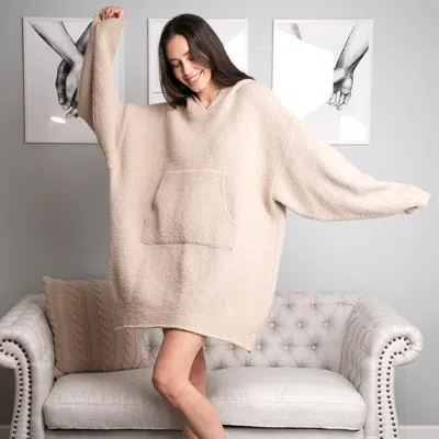 Truedames Solid Color Hooded Wearable Blanket In Neutral