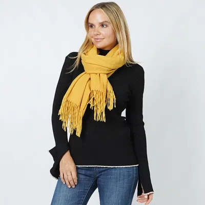 Truedames Solid Color Soft Oblong Scarf In Yellow