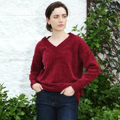 Truedames Solid Color V Neck Sweater Top In Multi