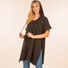 Truedames Solid Cozy Hooded Poncho In Brown