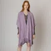 Truedames Solid Crochet Ruana Poncho In Pink