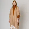 Truedames Solid Crochet Ruana Poncho In Sand