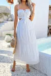 Truedames Solid Cut Out Ruched Spaghetti Strap Tiered Dress In White