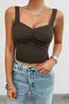 Truedames Solid Elastic Sleeveless Low Back Hot Top In Green