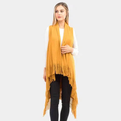 Truedames Solid Fringe Knit Vest In Orange