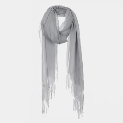 Truedames Solid Fringe Oblong Scarf In Silver