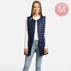 Truedames Solid Light Long Puffer Front Pockets Button Vest In Blue