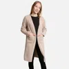 Truedames Solid Front Pockets Long Cardigan In Beige