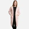 Truedames Solid Front Pockets Long Cardigan In Pink