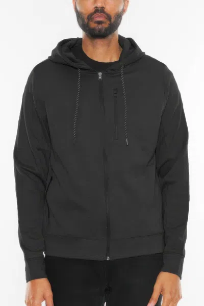 Truedames Solid Heathered Zip Up Jacket In Black