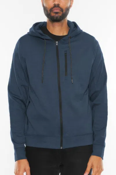 Truedames Solid Heathered Zip Up Jacket In Blue