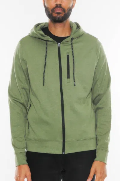 Truedames Solid Heathered Zip Up Jacket In Green