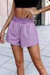 Truedames Solid High Waist Band Pockets Active Shorts In Blue