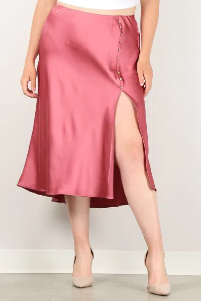 Truedames Solid High-waist Skirt With Button Trim And Side Slit In Multi