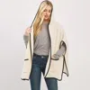 Truedames Solid Hooded Poncho Wrap With Pockets In Multi