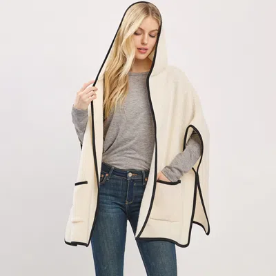Truedames Solid Hooded Poncho Wrap With Pockets In Multi