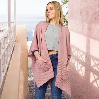 Truedames Solid Knit Front Pockets Vest Poncho In Multi