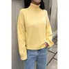 Truedames Solid Knit High Neck Drop Shoulder Sweater In Yellow