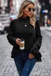Truedames Solid Knit Long Sleeve Turtleneck Loose Sweater In Black