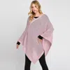 Truedames Solid Knit Loose Fit Poncho In Pink