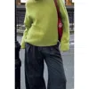 Truedames Solid Knit O Neck Long Sleeves Pullover Sweater In Green