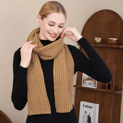 Truedames Solid Knit Oblong Scarf In Brown
