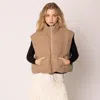 Truedames Solid Knit Padded Vest In Brown