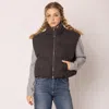 Truedames Solid Knit Padded Vest In Gray