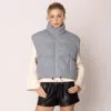 Truedames Solid Knit Padded Vest In Gray