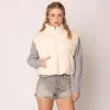 Truedames Solid Knit Padded Vest In Gray