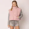 Truedames Solid Knit Padded Vest In Pink