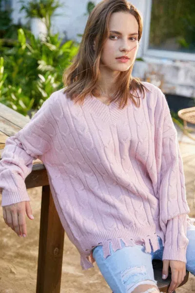 Truedames Solid Knit Sweater In Pink